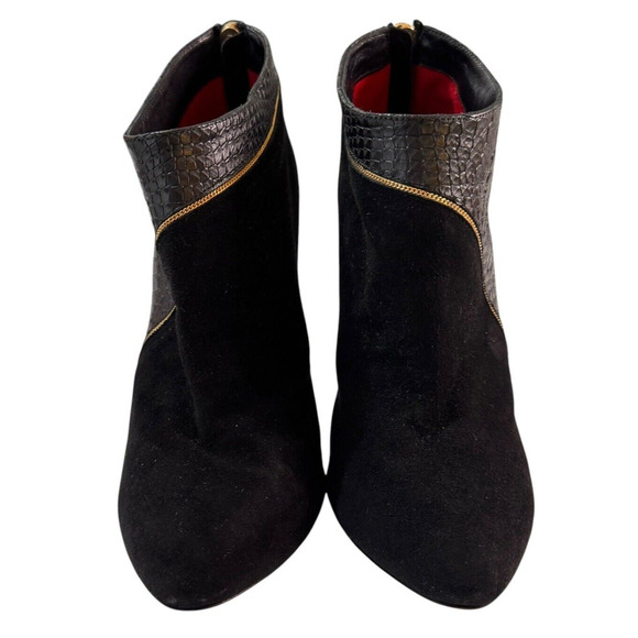 Cesare Paciotti Black Snake Leather & Suede Stiletto Heel Ankle Boots L37/R38 - Picture 4 of 8